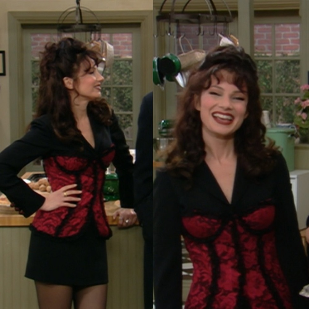 ON HOLD Moschino Couture Red and Black Corset Blazer ASO Fran Fine on The Nanny.